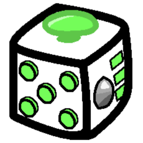 a white fidget cube with light green buttons.